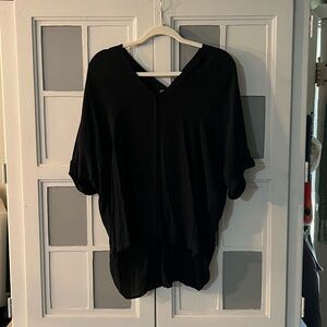 Vince Black Women's Hi-Low Silk Top